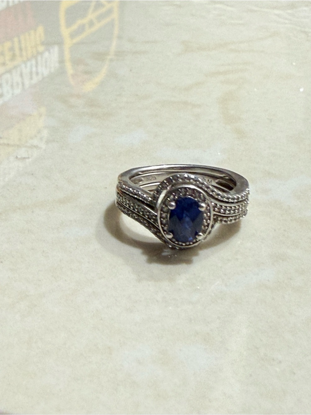 Sterling Silver Blue Sapphire Halo Ring - Elegant Women's Jewelry